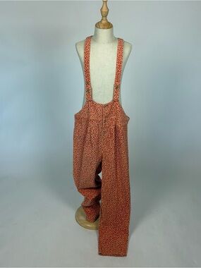 Piupiuchick pink and orange leopard corduroy overalls size 12Y